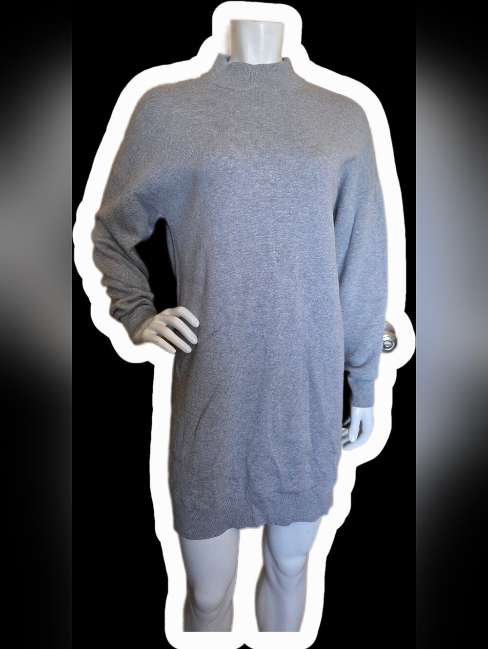Michael Kors Light Gray Mock Neck Longline Sweater Dress
